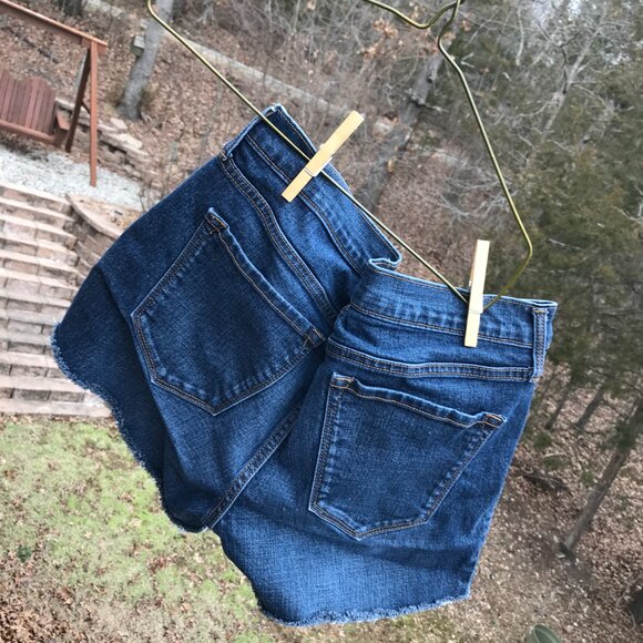 Upcycled Old Navy Cutoff Jean Shorts, Patchwork Painted Ocean, Size 8 Junior - Picture 10 of 10